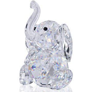 Sparkling Crystal Elephant Figurine with Rainbow Reflection for Home Decor
